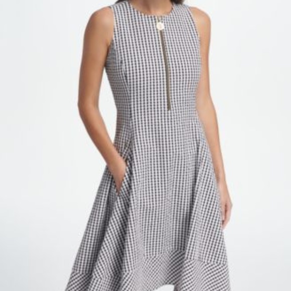 DKNYC Dresses & Skirts - DKNY Sleeveless Logo Zipper Cotton Fit Flare Dress
